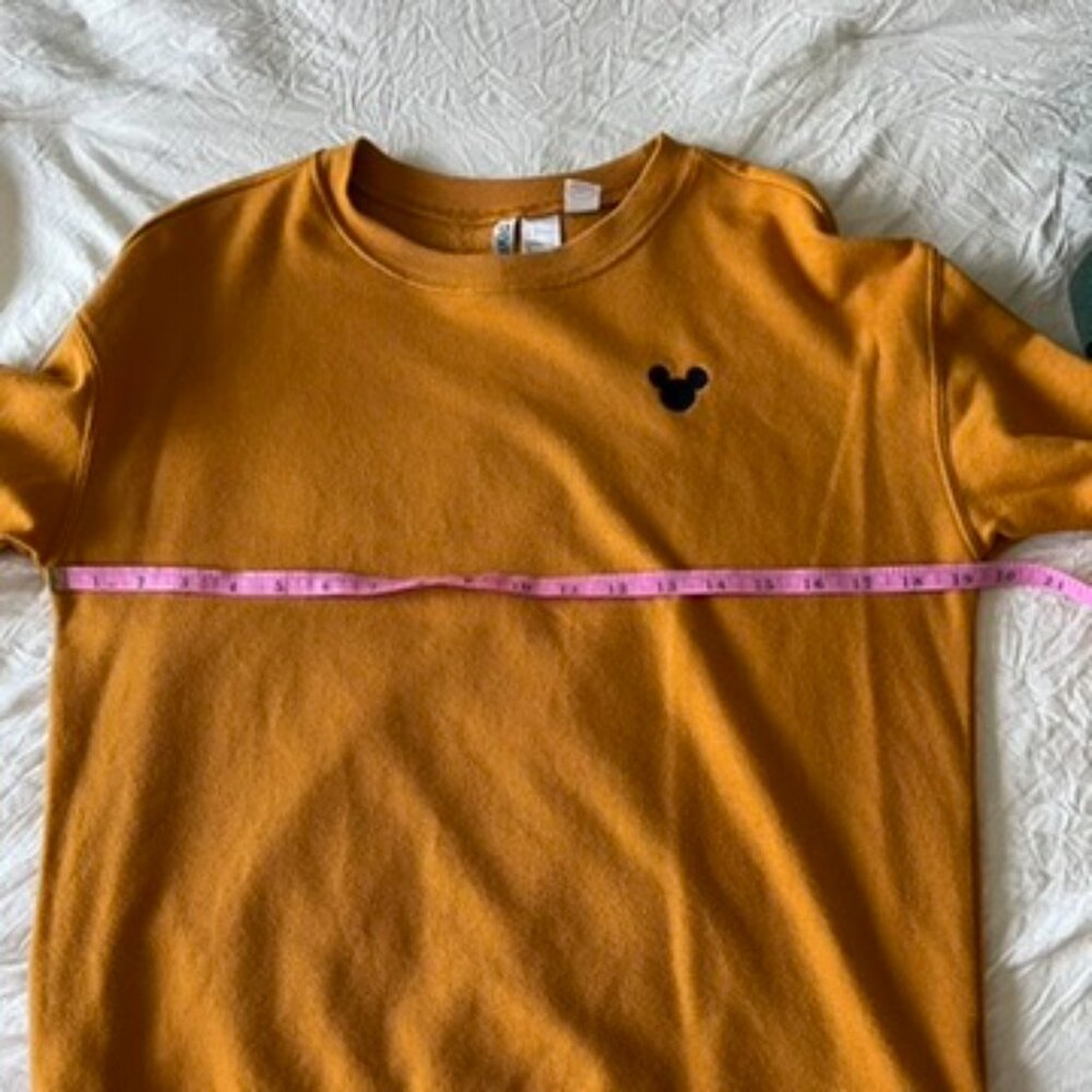 Divided Mustard Yellow Disney Mickey Mouse Long Sleeve Pullover Sweatshirt - Picture 6 of 7